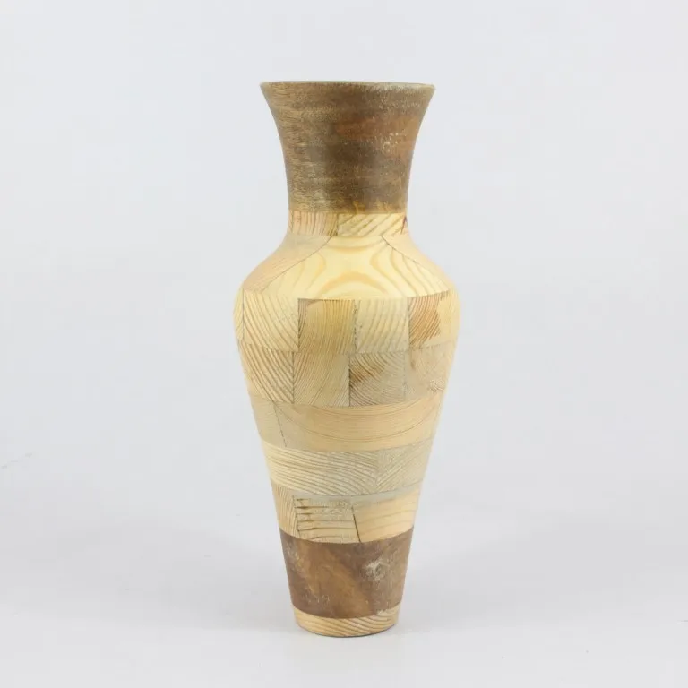Brown White Finishes Wooden Flower Vase Home Decorative Flower Vase Eco-Friendly Natural  Wood Flower Vases Wholesale Price