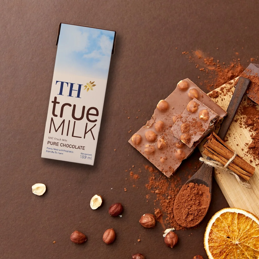 TH True Milk UHT Chocolate Fresh Milk 180ml Adults Children Cow Origin Sterilized Halal Certified Flavored Milk