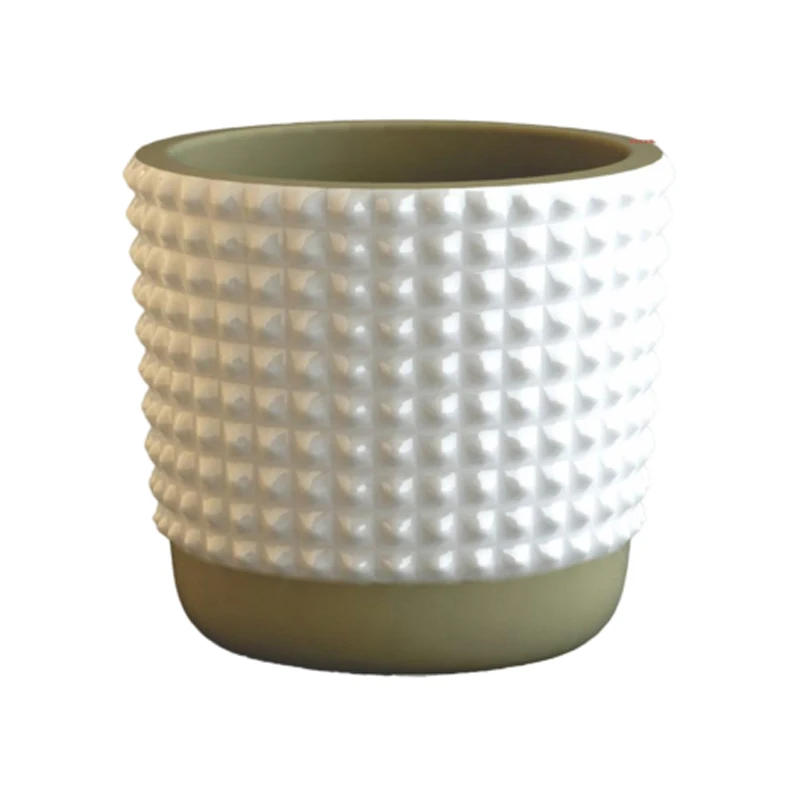 Personalized Circular Planter Small Metal Planter Green & White Colour Indoor Pot Succulent Planter Unique Style Garden Supplies