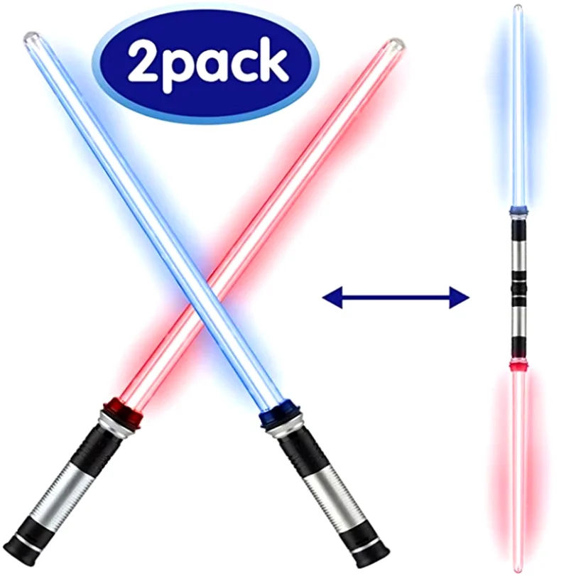 Wholesale Kid Birthday Gifts Light Up Swords for Party Supplies 2-in-1 Light Up Saber Connectable LED Laser Sword with Sound