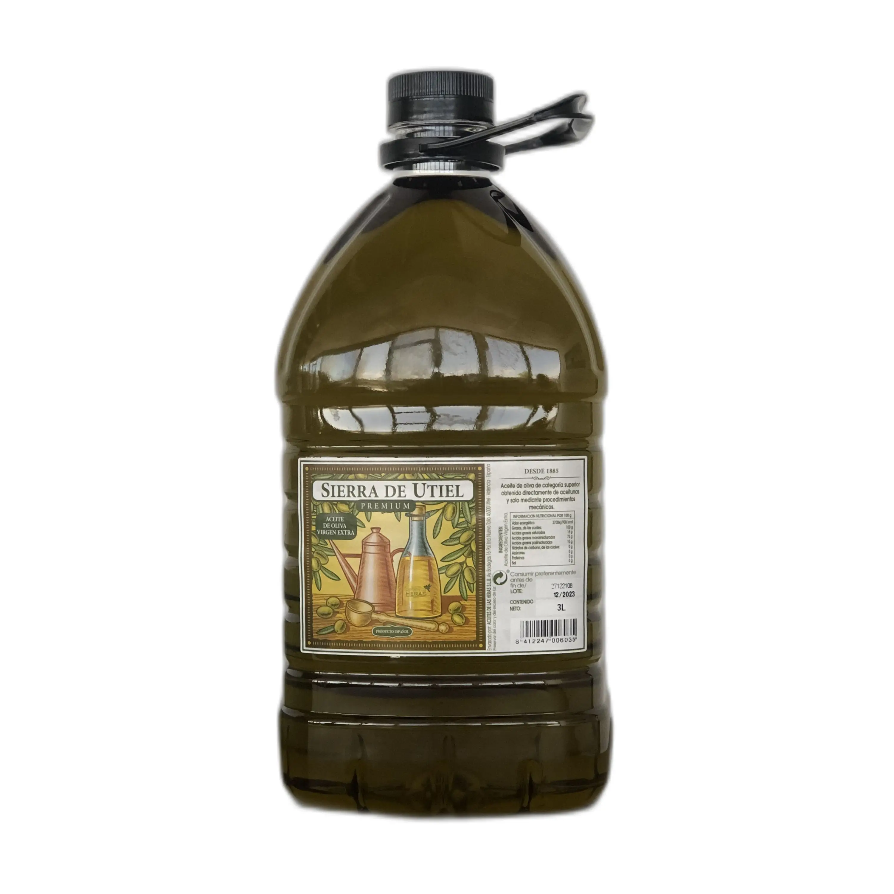 Sierra de Utiel Extra Virgin Olive Oil 3 liter PET bottle, first cold pressed Spanish Olive Oil