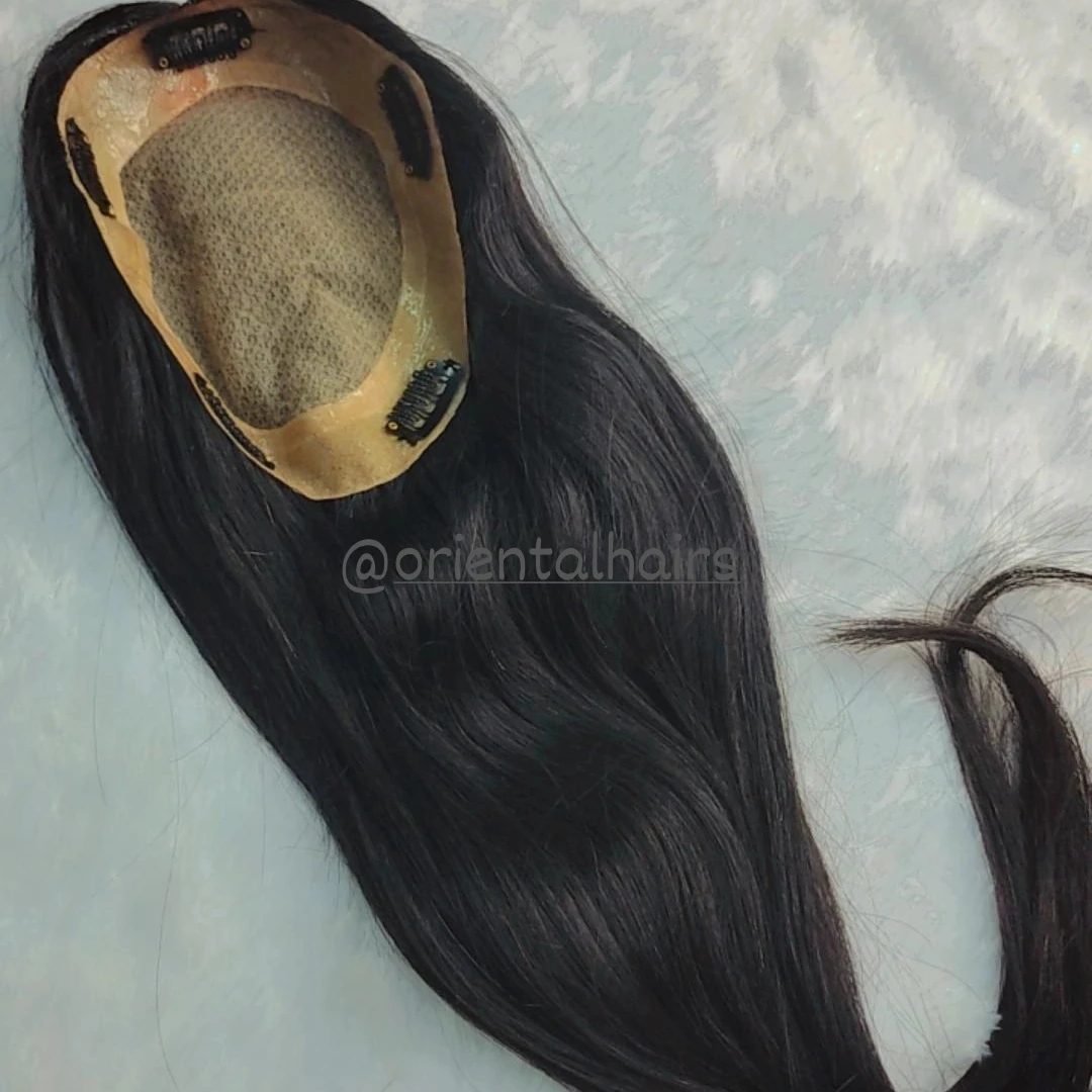 Women Human Hair Topper From India Virgin Hair Lace Topper / Female Patch Tangle Free Hair Extensions hairvirginslavic topper