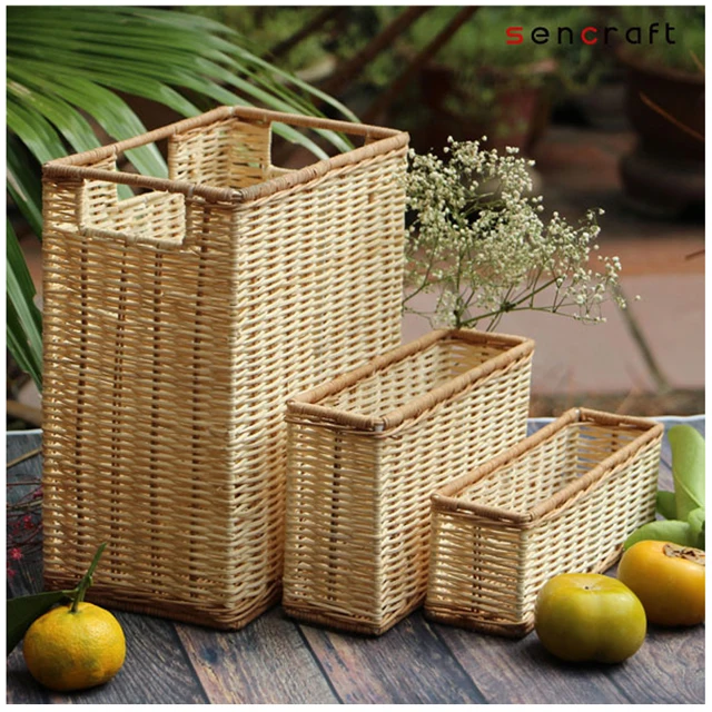 Wholesales Woven Rattan Wicker Home Storage Baskets Organization Boxes Decoration Handmade Vietnam