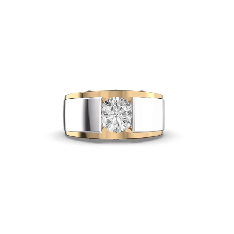 Round Cut Lab Grown Diamond Engagement Ring For Men CVD Diamond Ring Anniversary Gift 14 kt gold For Gift