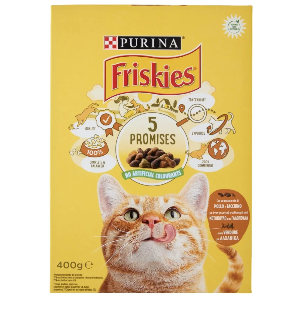 Purina freskies  400g FRISKIES with a tasty mix of Chicken and Turkey and with Vegetables Complete dry food for adult cats