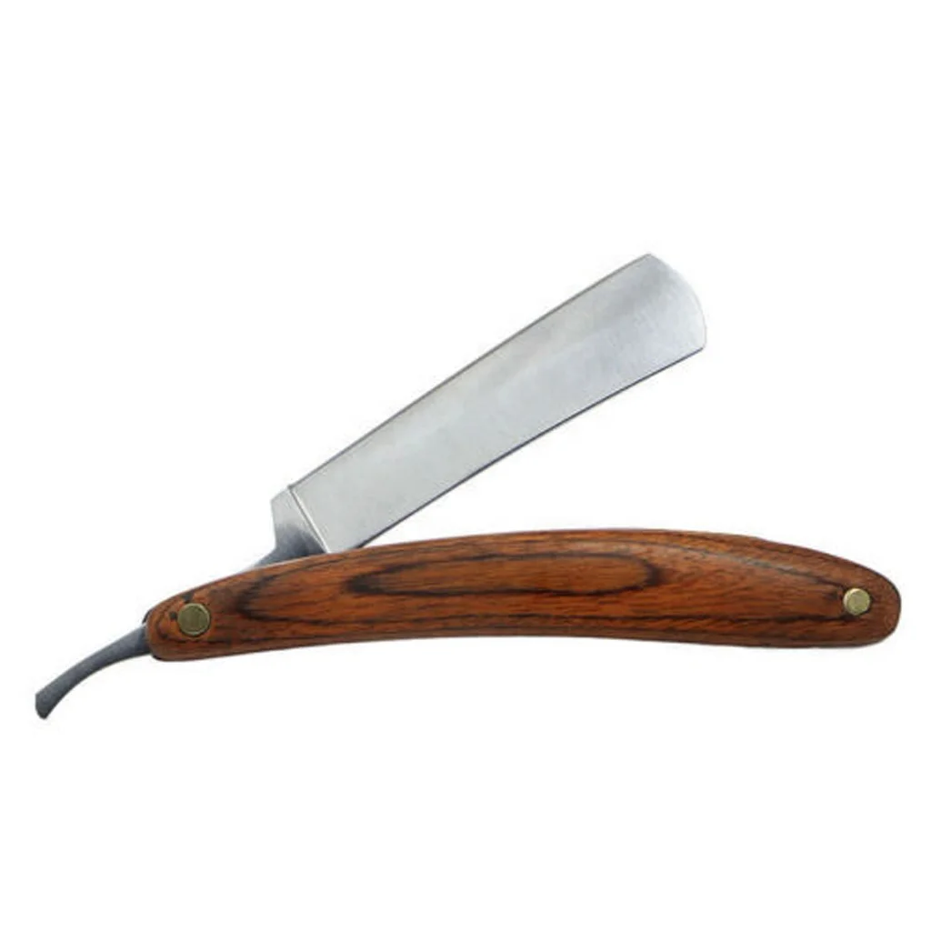 Barber Straight Edge Razor With Pure Wooden Handle Folding Shaving Knife Stainless Steel Cut Throat Shaving Razor For Salon
