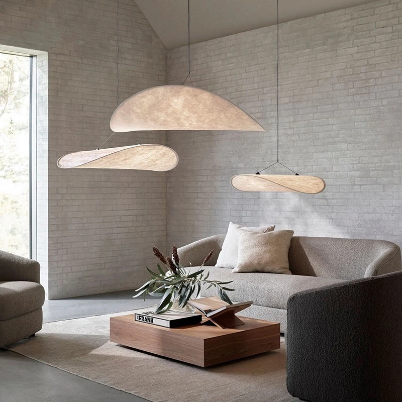 Custom  Aluminium Indoor Decorative Led Pendant Lamp Handmade Silk Fabric Home Hotel Villa Modern Chandelier Pendant Light