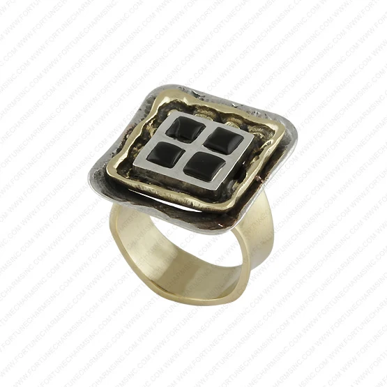 Wholesaler Solid Handmade 925 Starling Silver ,Brass Ring With Natural Black Onyx Stone. Best Selling RIng ,Fashion Jewelry Ring