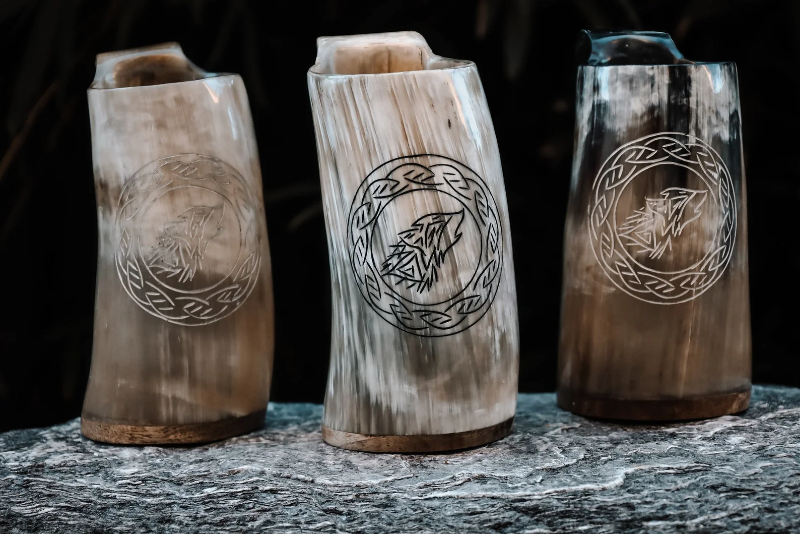 Authentic Drinking Horn Mug with Handcrafted Wooden Base Perfect for Medieval-Themed Events Parties