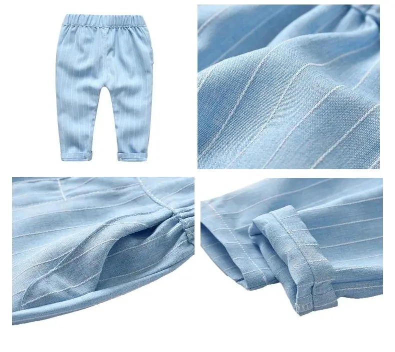 Hot-selling Wholesale Children Clothes Cotton Blue Vest Suit Bow Tie Shirt Kids Boy Suit Formal 3 Years Boys Clothing Sets