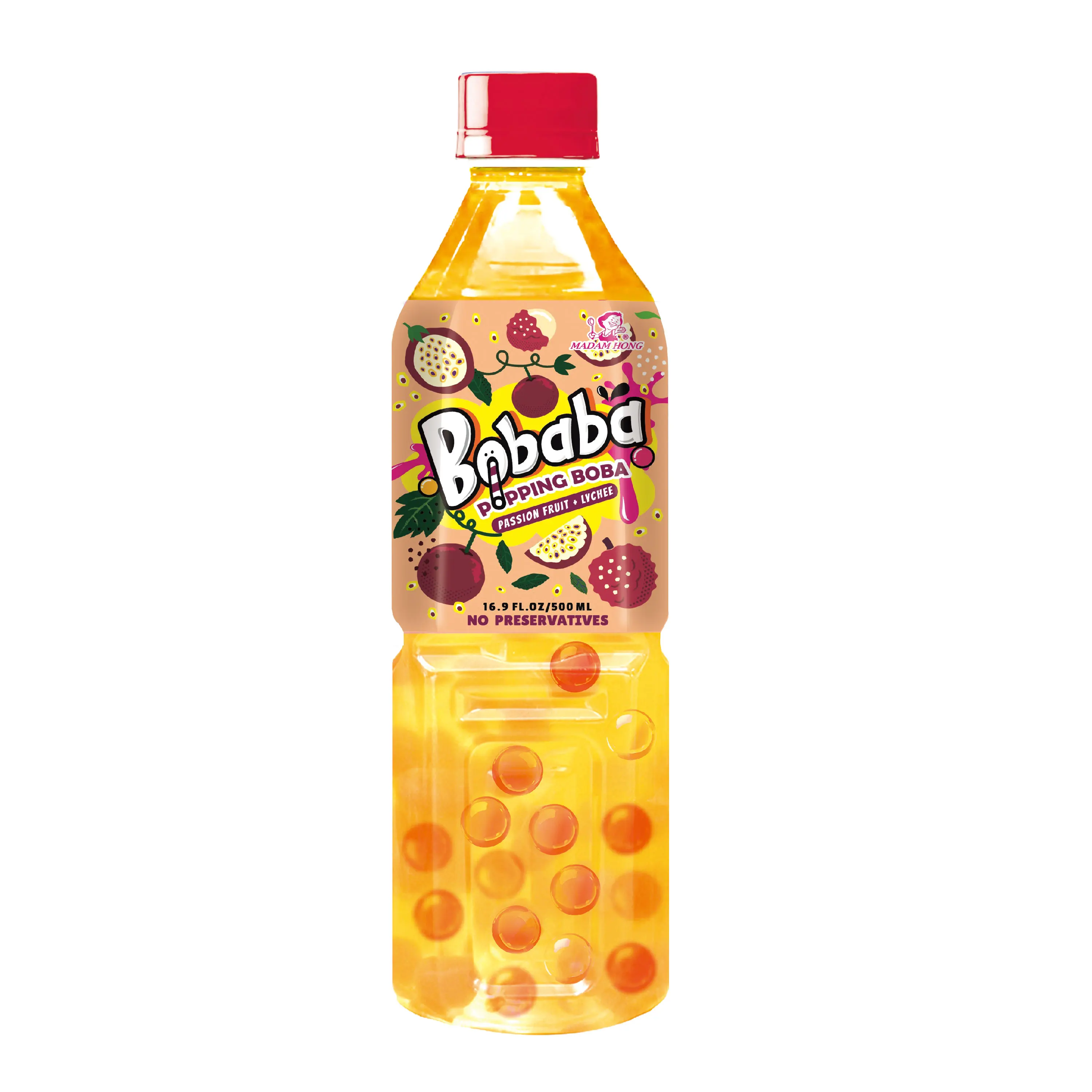 Passion Fruit + Lychee Popping boba fruit tea