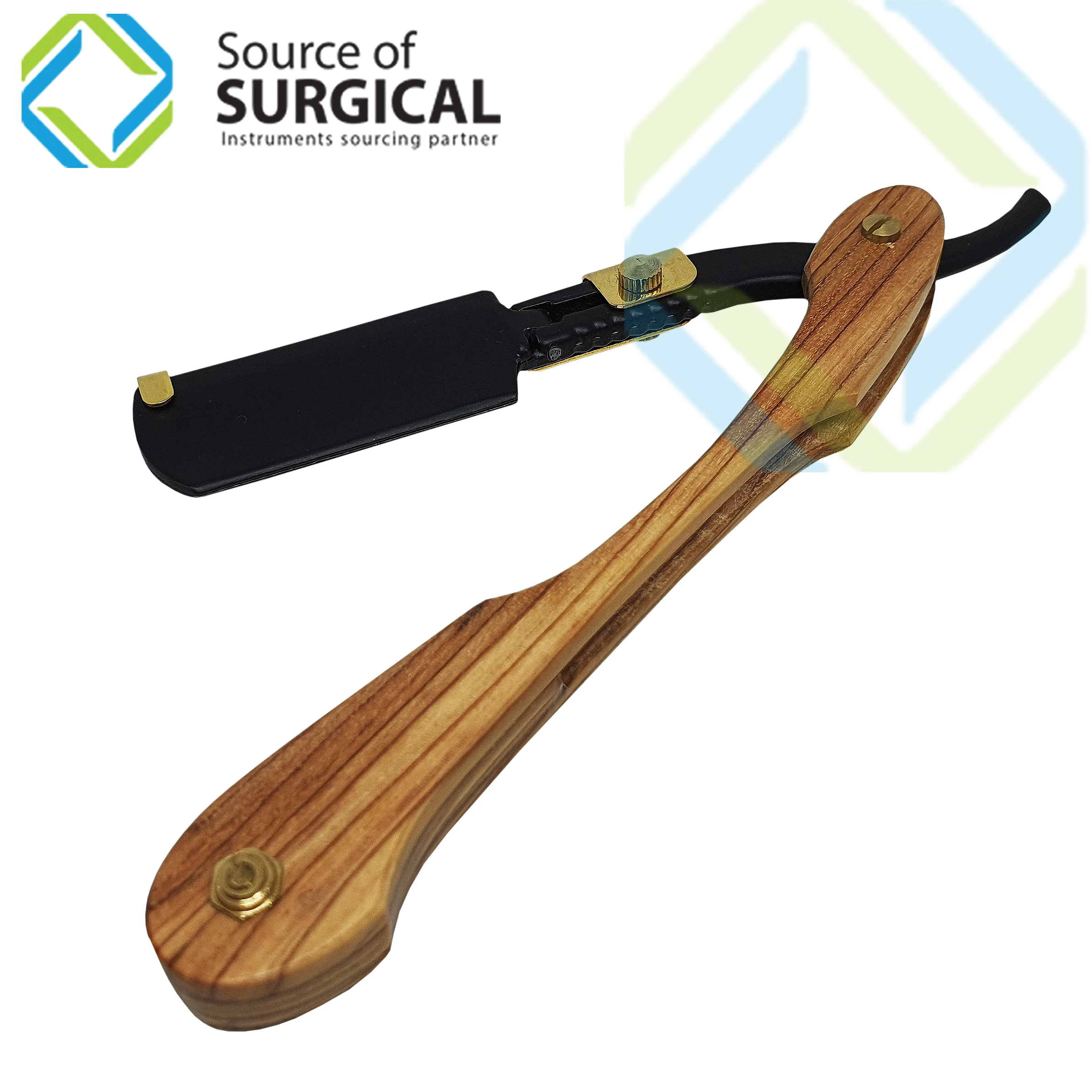 Barber Razor Straight Hard Brown Wood Handle