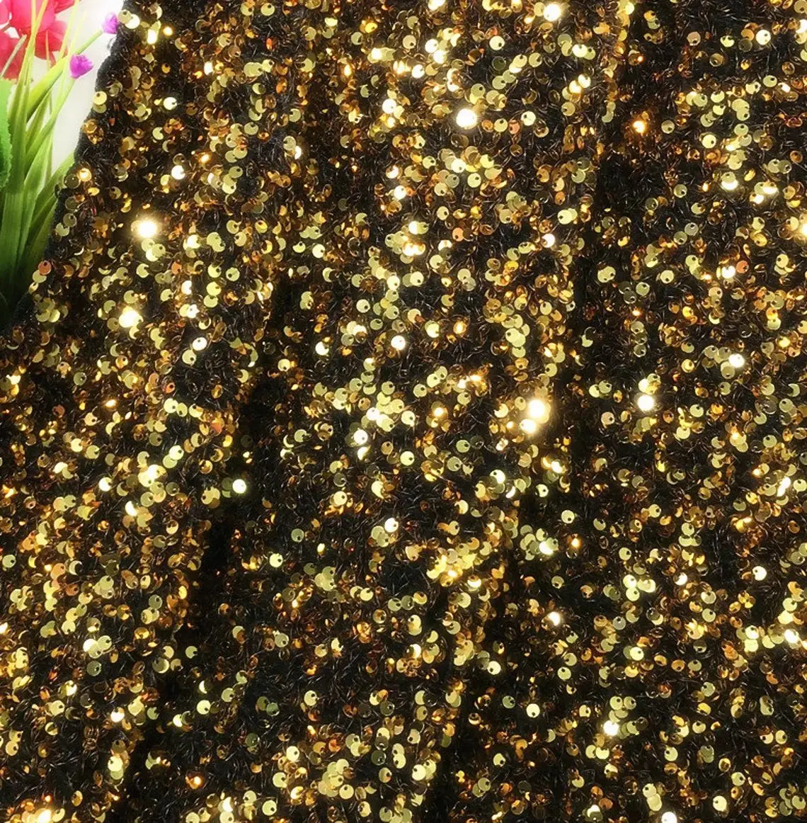 Luxury Velvet Fabric with Intricate Sequin Embellishments, Ideal for Fashion and Crafting, Available Now from HitJem 2024