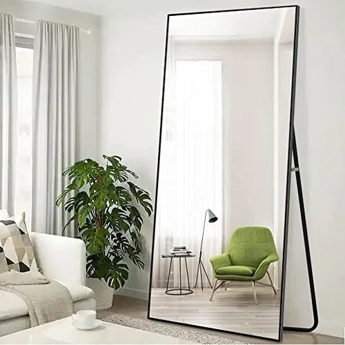 Luxury Aluminum Alloy Frame Large Size Full Body Mirror Modern Home Decor Bathroom Oval Black Mirror