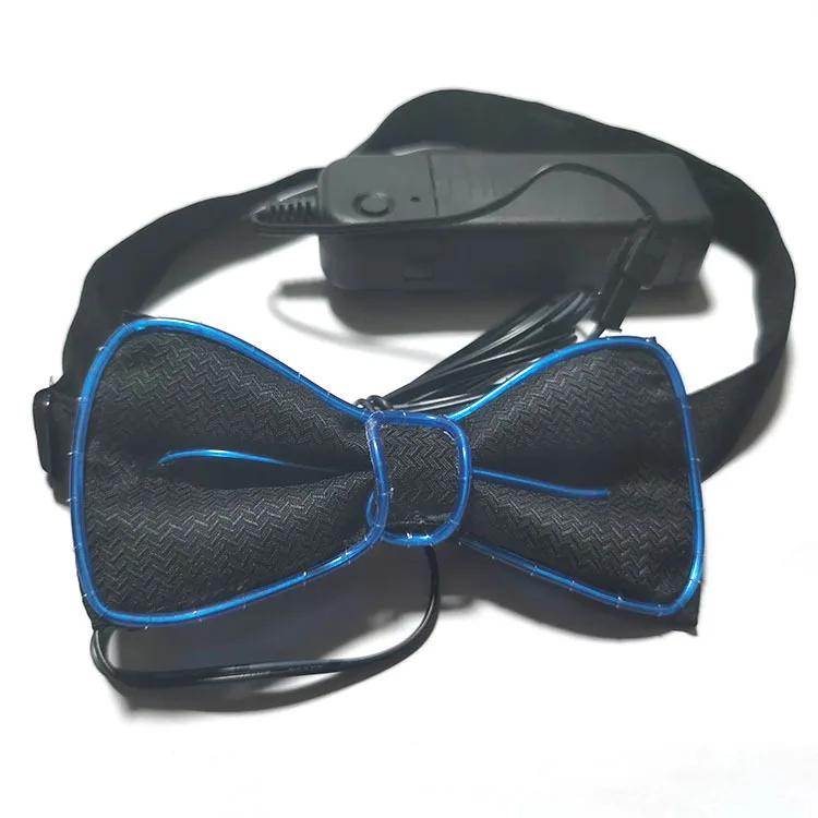 Amazon Best Selling Party Christmas Rave Light Up El Wire Necktie Multi Color Flashing Light Up Bow Tie