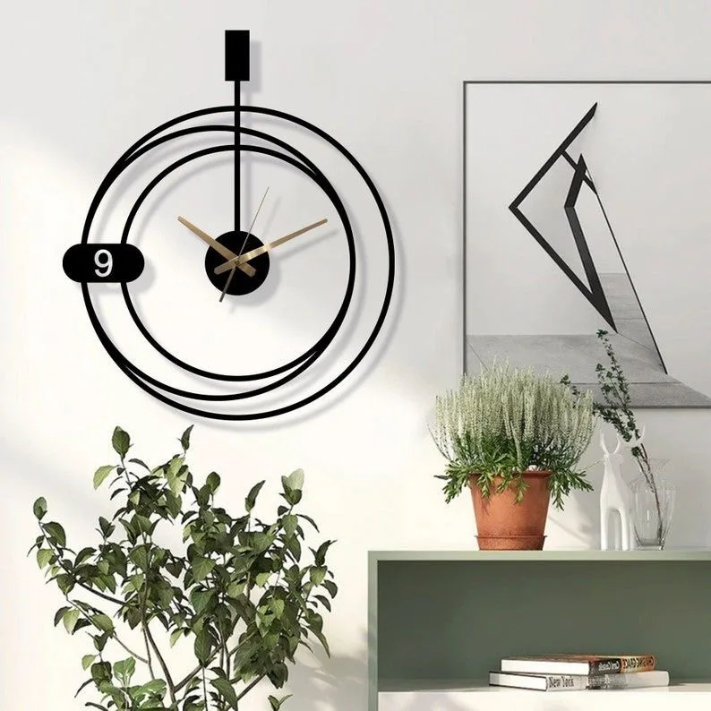 Best Wholesale Luxury Quartz Wall Clock Classic Rustic Wood MDF Material Silent Ticking Dial Unique Handmade Metal Frame Art