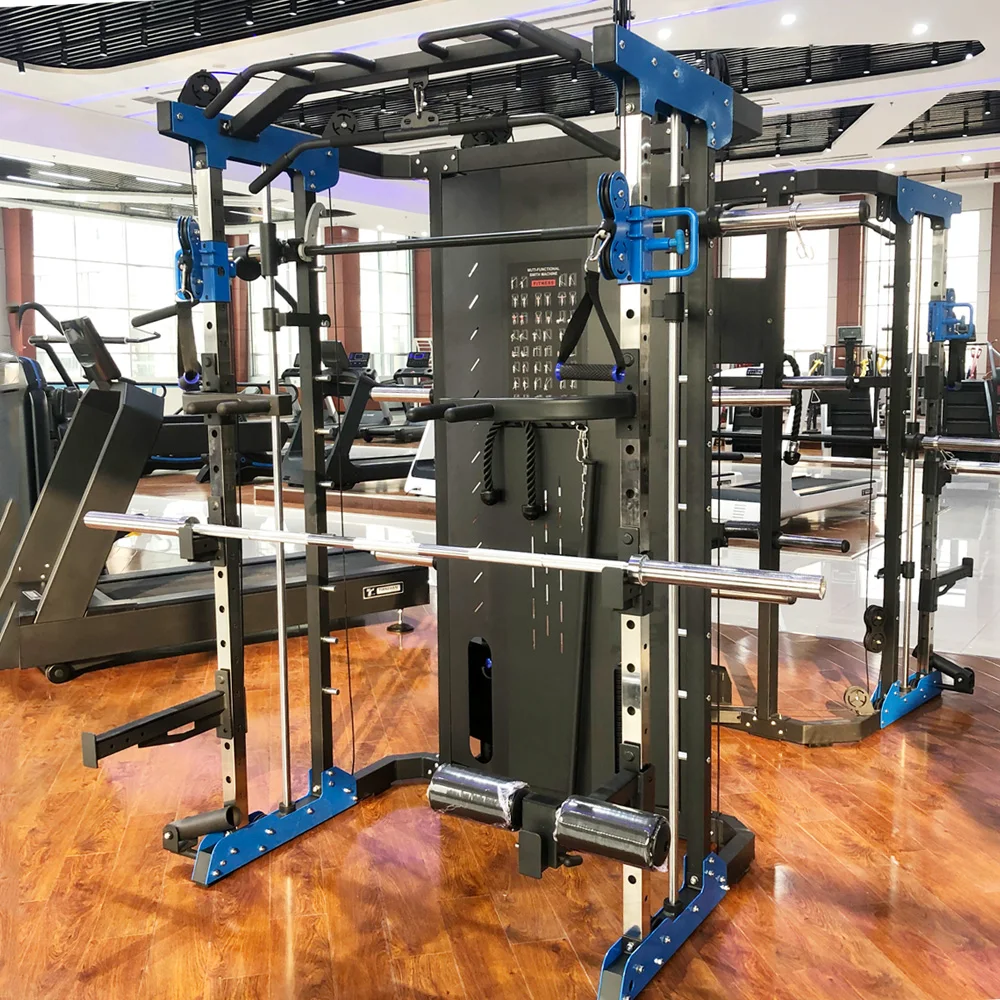 Semi Commercial Home Gym Squat Rack Power Cage Cable Crossover Machine Multi Functional Trainer Smith Machine Gym Equipment