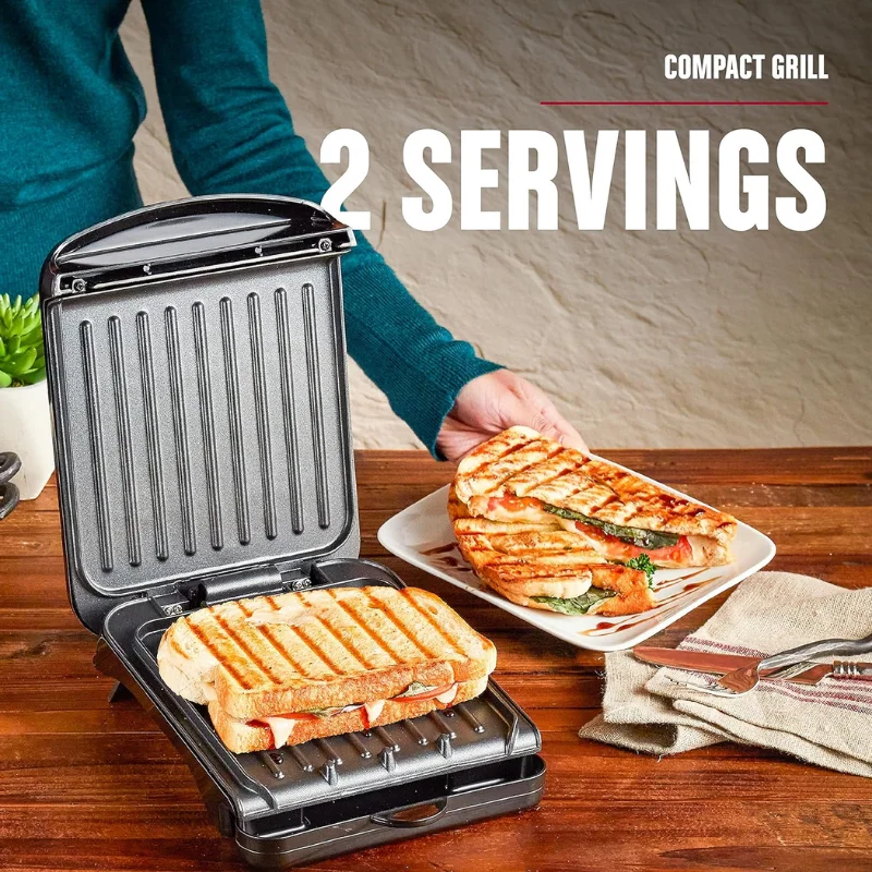 WHOLESALE George Foreman 2 Serving Classic Plate Electric Indoor Grill and Panini Press,  GRS040B