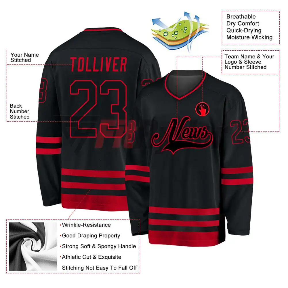 Best quality custom made best design Ice Hockey Jersey quick dry polyester material breathable Ice Hockey jerseys customized