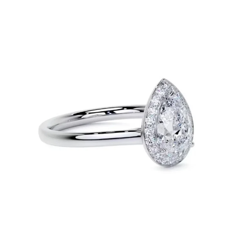 14k Pear Lab Grown Diamond Ring 4X6 Solid White Gold Jewelry Pear Cut Engagement Ring IGI Certificate F Color VS1 Clarity