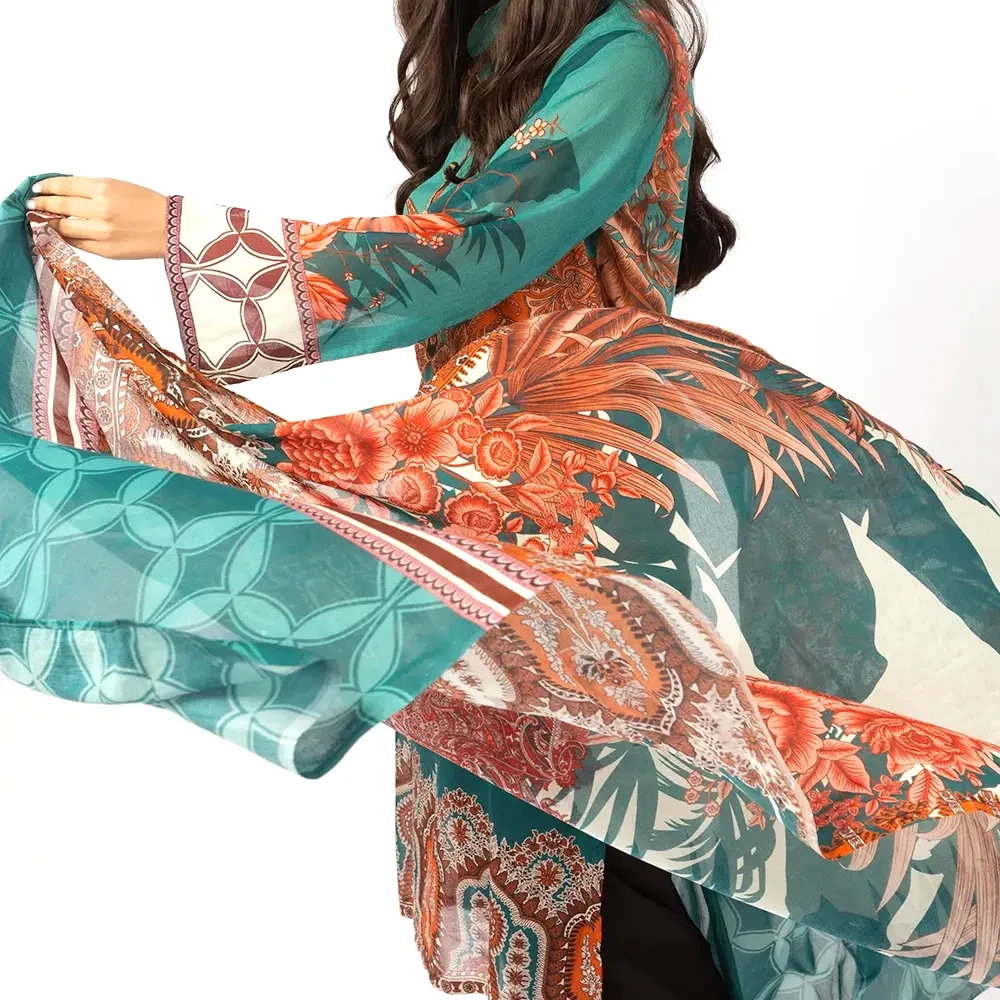 New Indian Pakistani Shalwar Kameez Lawn Green lawn 3 pieces suits women women lawn fabric suits pakistani suits online