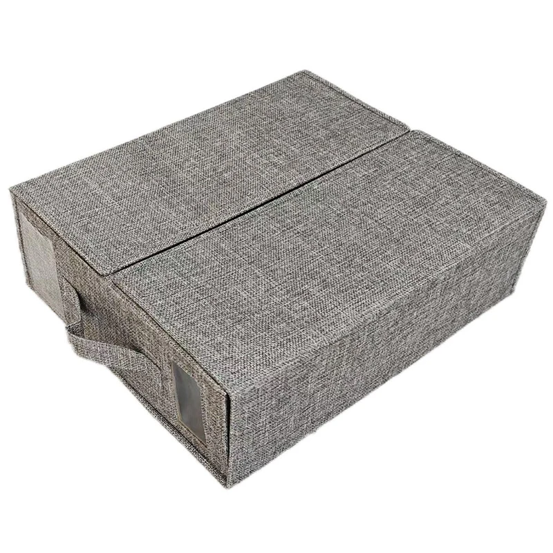 Foldable bedding sheet storage box with window closet bed sheet organizer set containers for blankets quilt pillow cubes