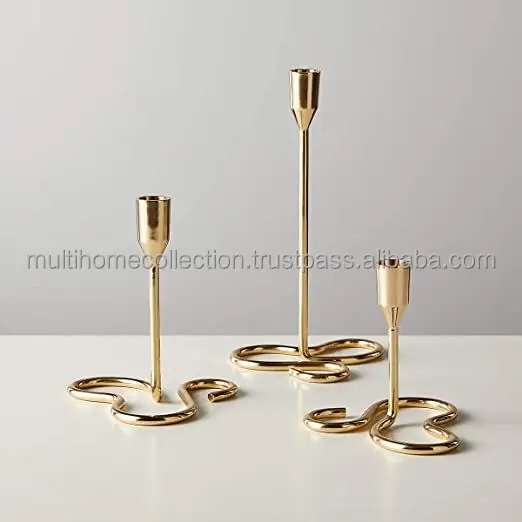 Abstract Pattern Creative Candle Stick Holder Candlewax Stand Decorative Brass Candlestick Holder White Enamel Coated
