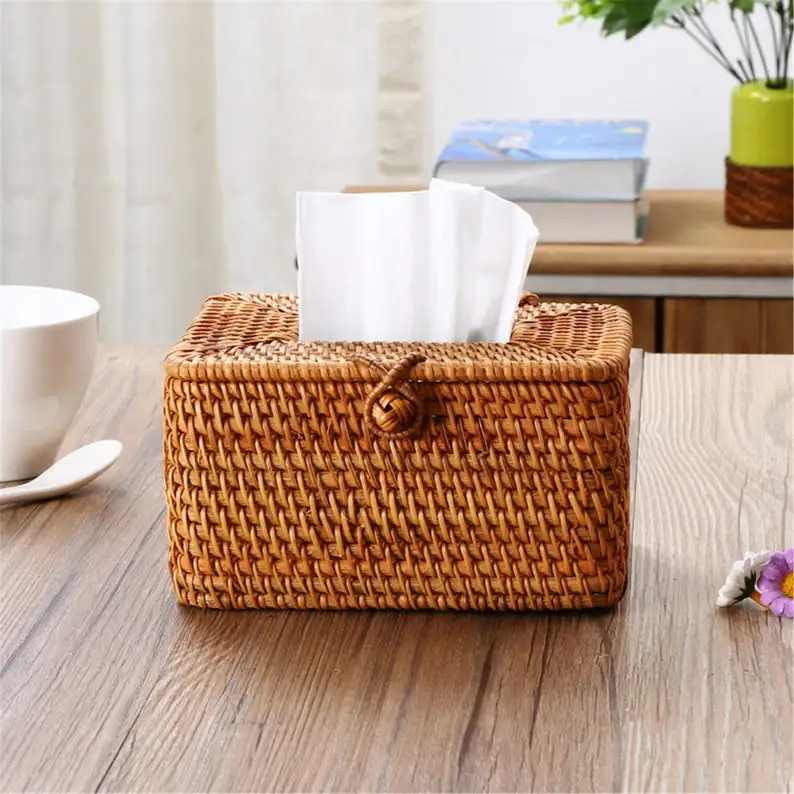 Плетеная вручную соломенная волоконная ротанговая коробка для салфеток аксессуары украшения стола