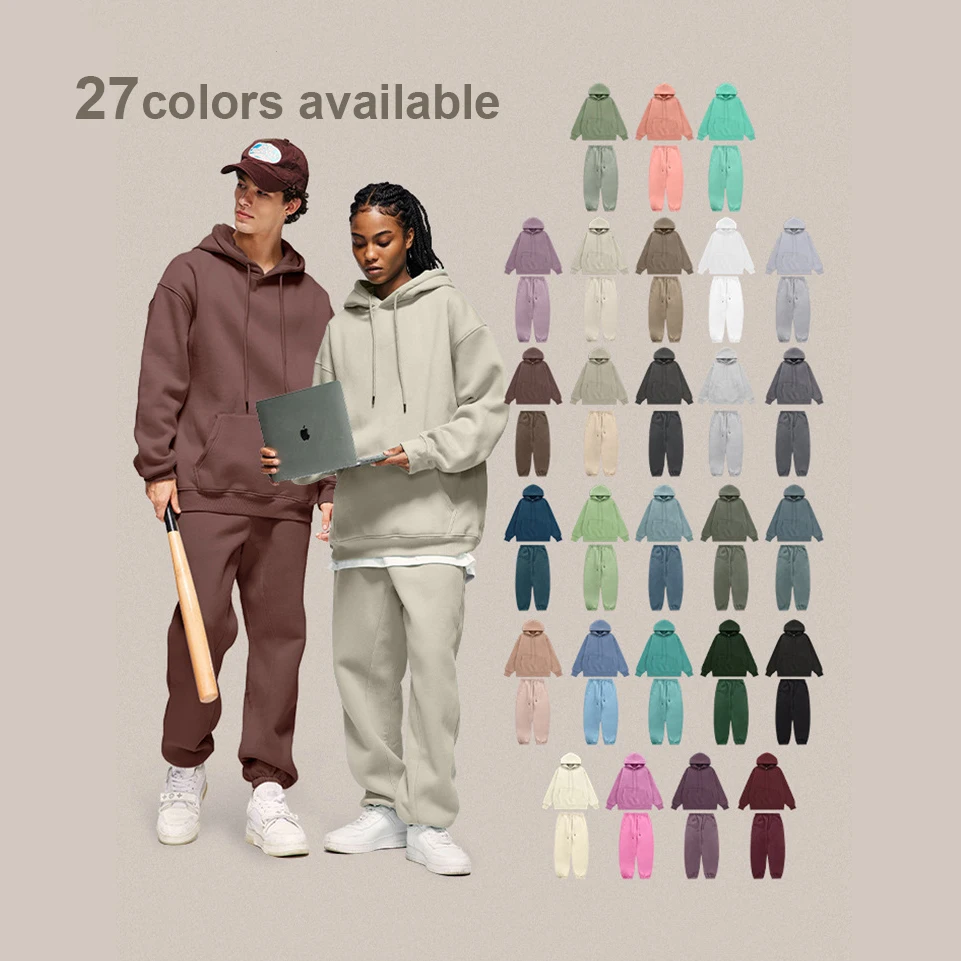 Хит продаж, высококачественный комплект из 2-х предметов, унисекс, толстовка с капюшоном, логотип на заказ, 27 цветов, с высоким качеством, пустой, негабаритный дизайн