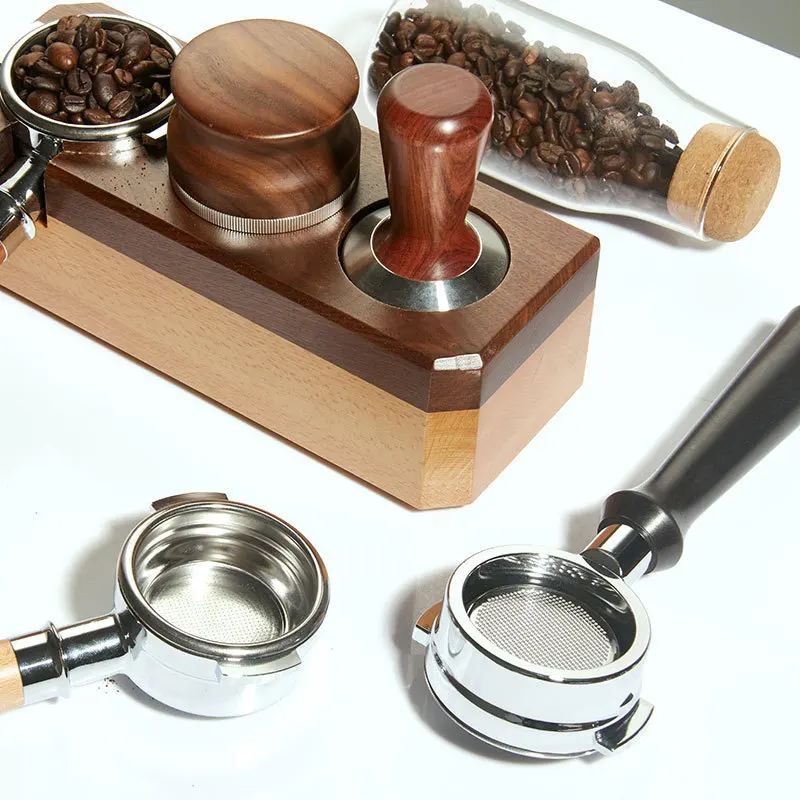 Высококачественный портативный набор аксессуаров для кофе 58 мм из нержавеющей стали Воронка и деревянный портафильтр