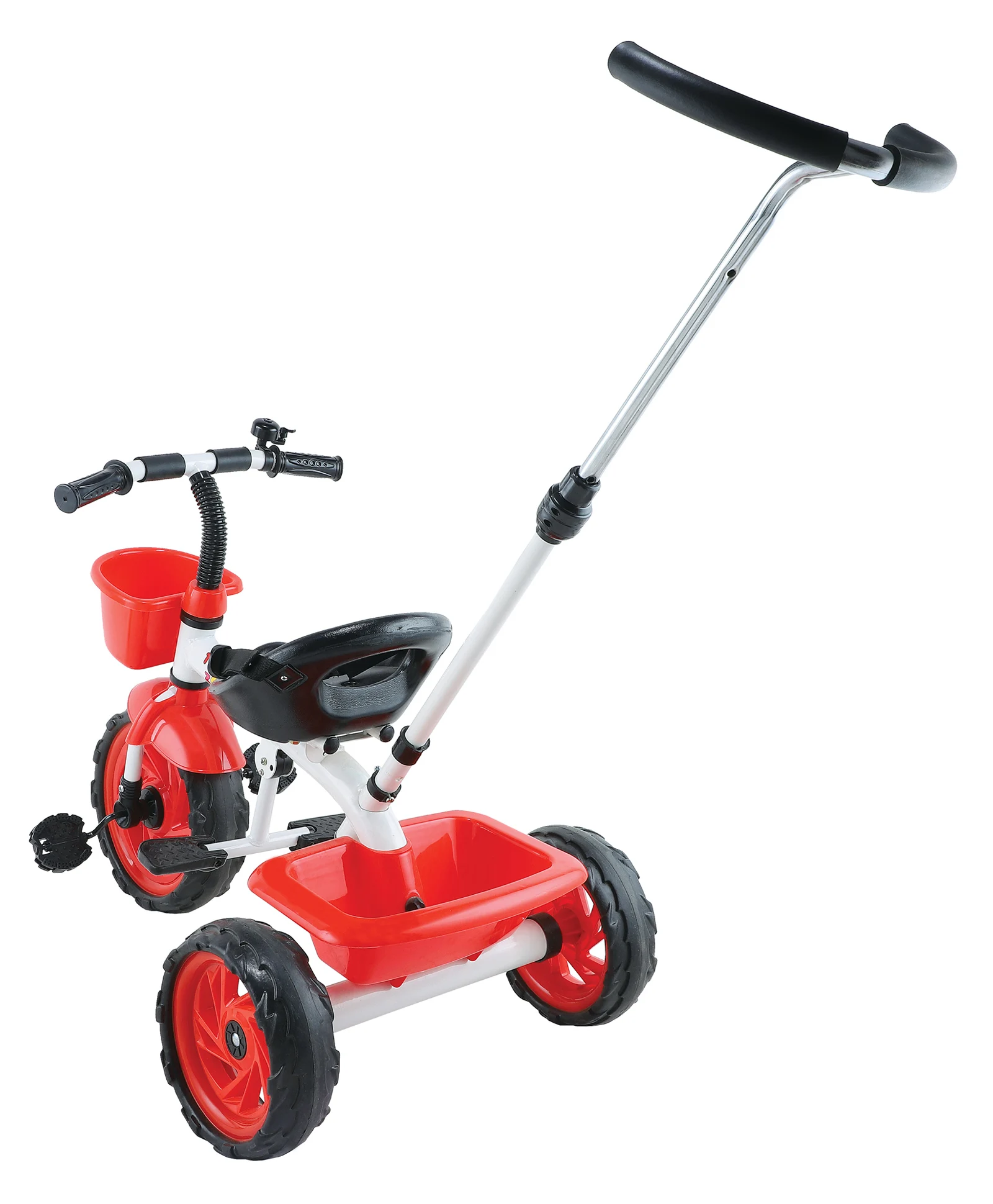 Maple Kids Baby Trike Tricycle with Parental Handle - White & Red