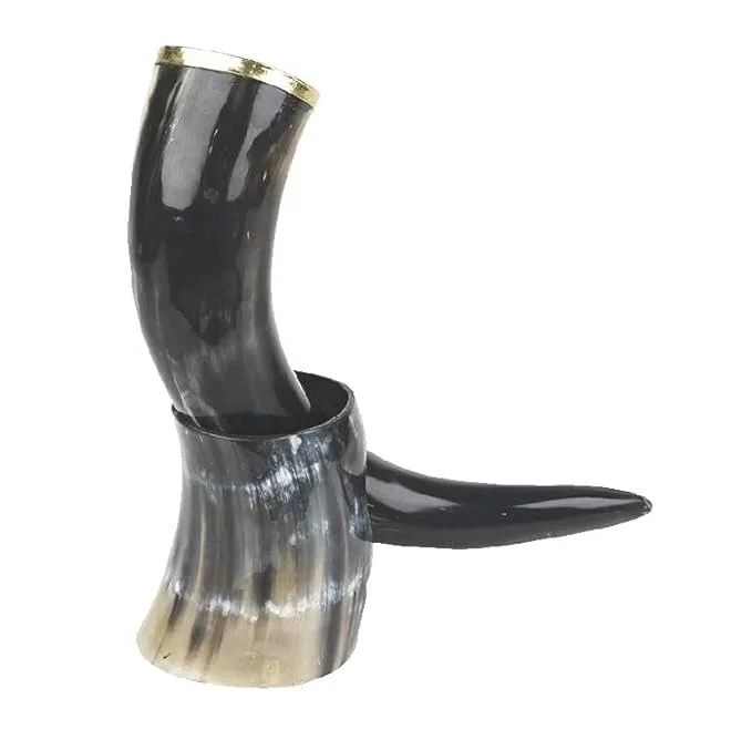 Hot Selling Best Quality of Ox / Cow Natural & Polished Viking Drinking Horn with horn stand