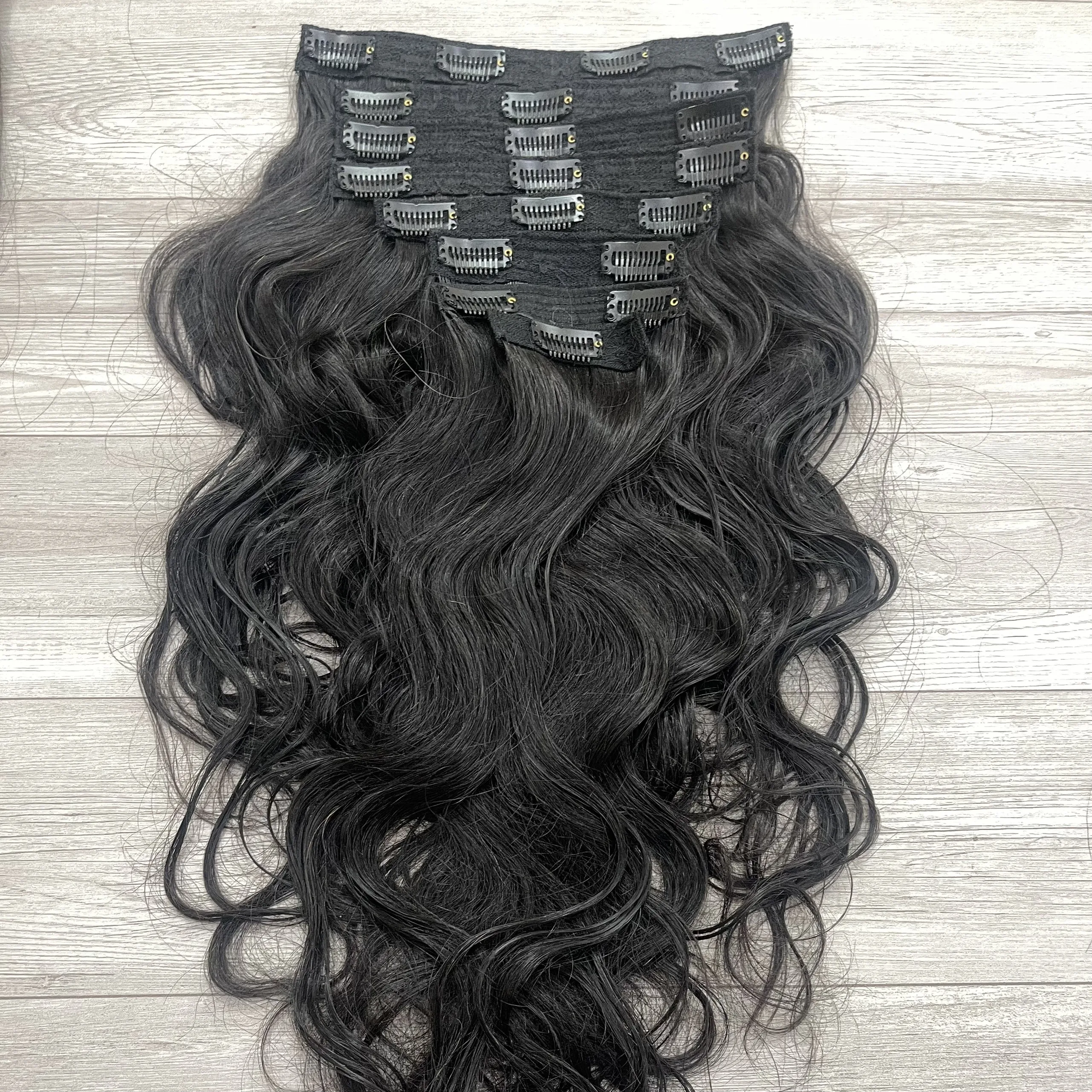 Factory price Natural black Clip-in Hair 100% Vietnamese human Hair Extensions high quality no tangle no shedding ready to ship