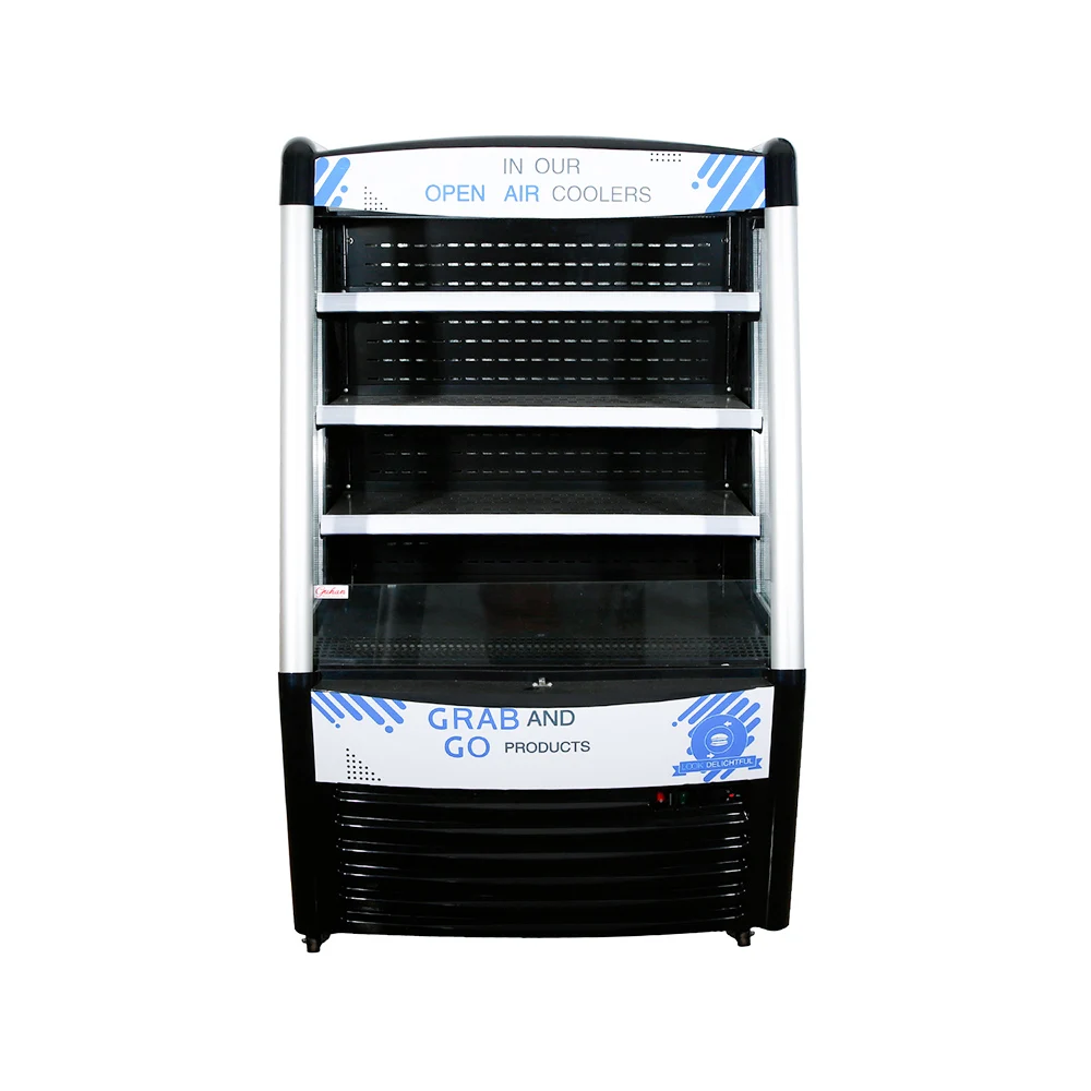 Supermarket Open Chiller Air Chiller with closing curtain Fruit Vegetable Yogurt Showcase