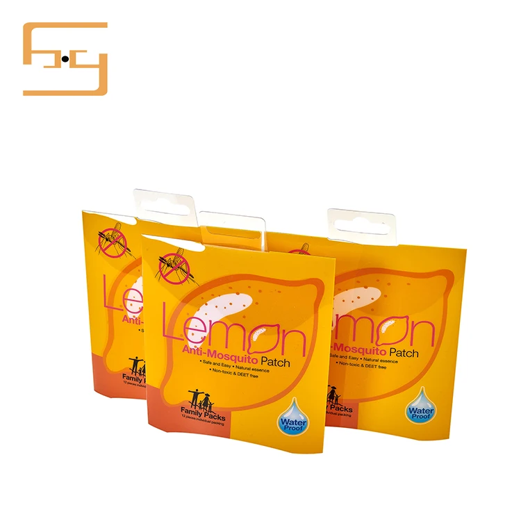 Custom Printed Lemon Pattern With Color Using CMYK Printing Process For Mosquito Repellent Sticker Packaging