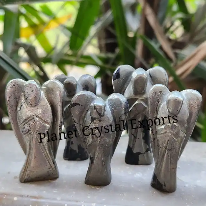 Оптовая продажа 2-дюймовый красивый натуральный исцеляющий Ангел агат пирит ангел с планетой кристалл драгоценный камень экспорт