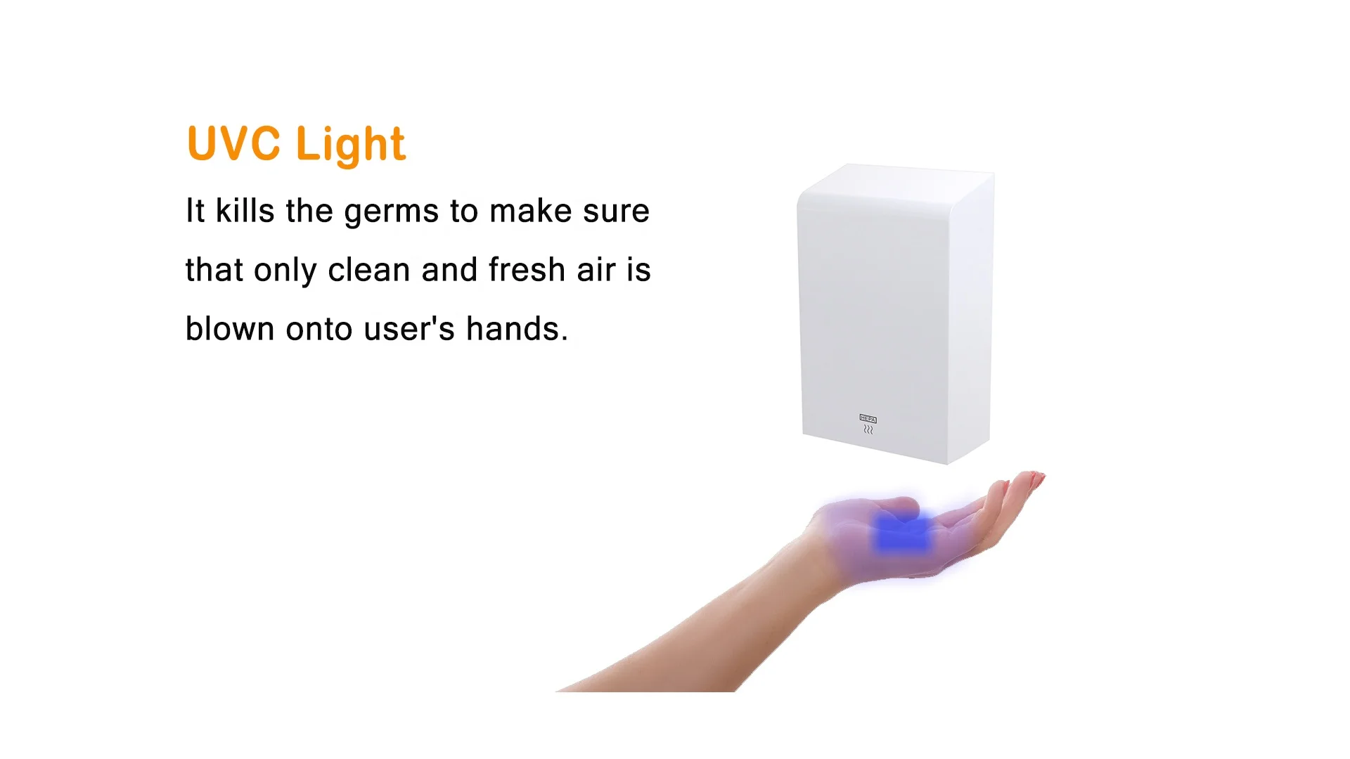 Quick installation home wago connectors high speed hand dryer 100m per sec.with HEPA filter and UV light Taiwan design