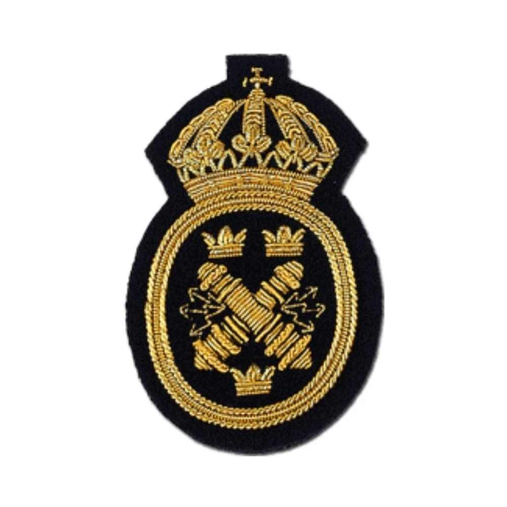 bullion blazer badge British military badges military supplier ROYAL NAVY CAP BADGE WITH KINGS CROWN/Hand embroidery custom cap