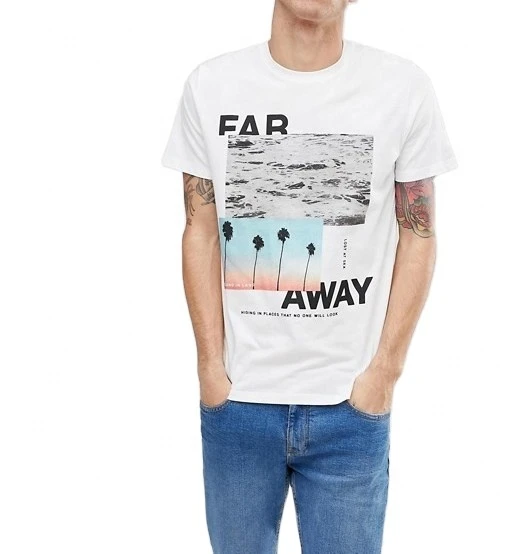 graphic printed white t-shirt for men Digital print Apparel manufacturer