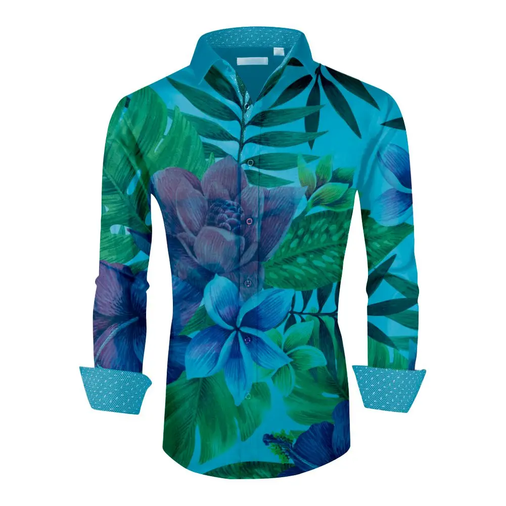 Custom High Quality Plus Size Beach Shirts For Men Wholesale Unisex Stretch Button Up Casual Hawaiian Shirt
