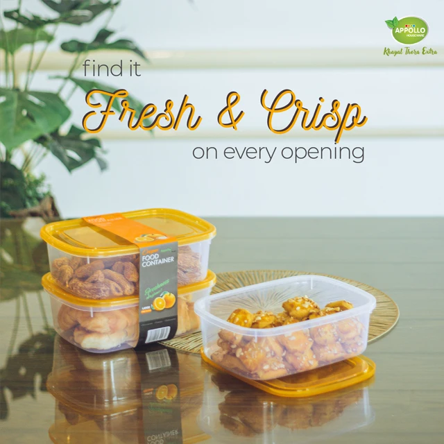 High Quality Food Packing Storage Square Box Plastic Container Crisper Large 3pc Set (1700ml)