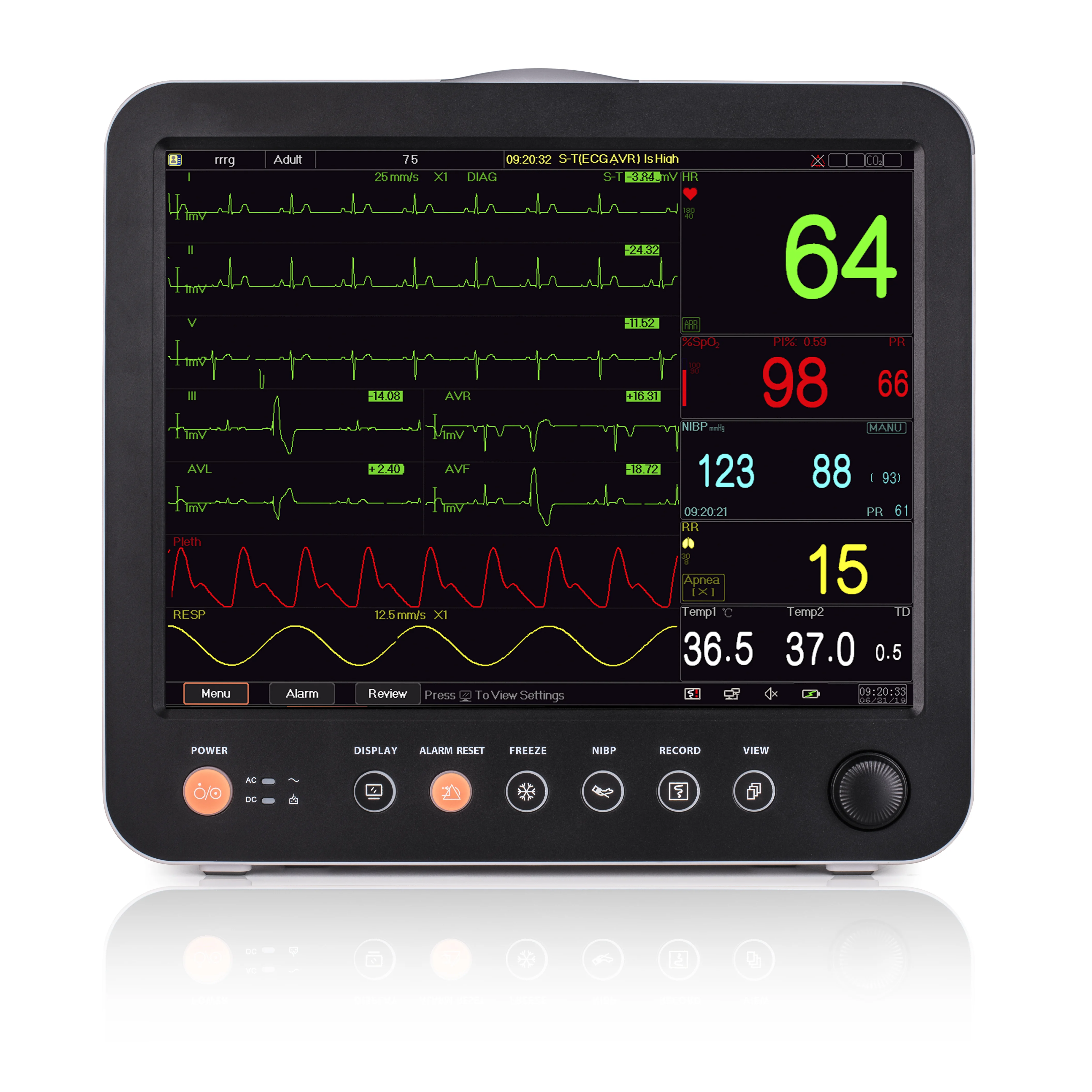Medical Hospital Vital Signs Monitoring Touch Screen Portable ICU Multi Paramters Patient Monitor
