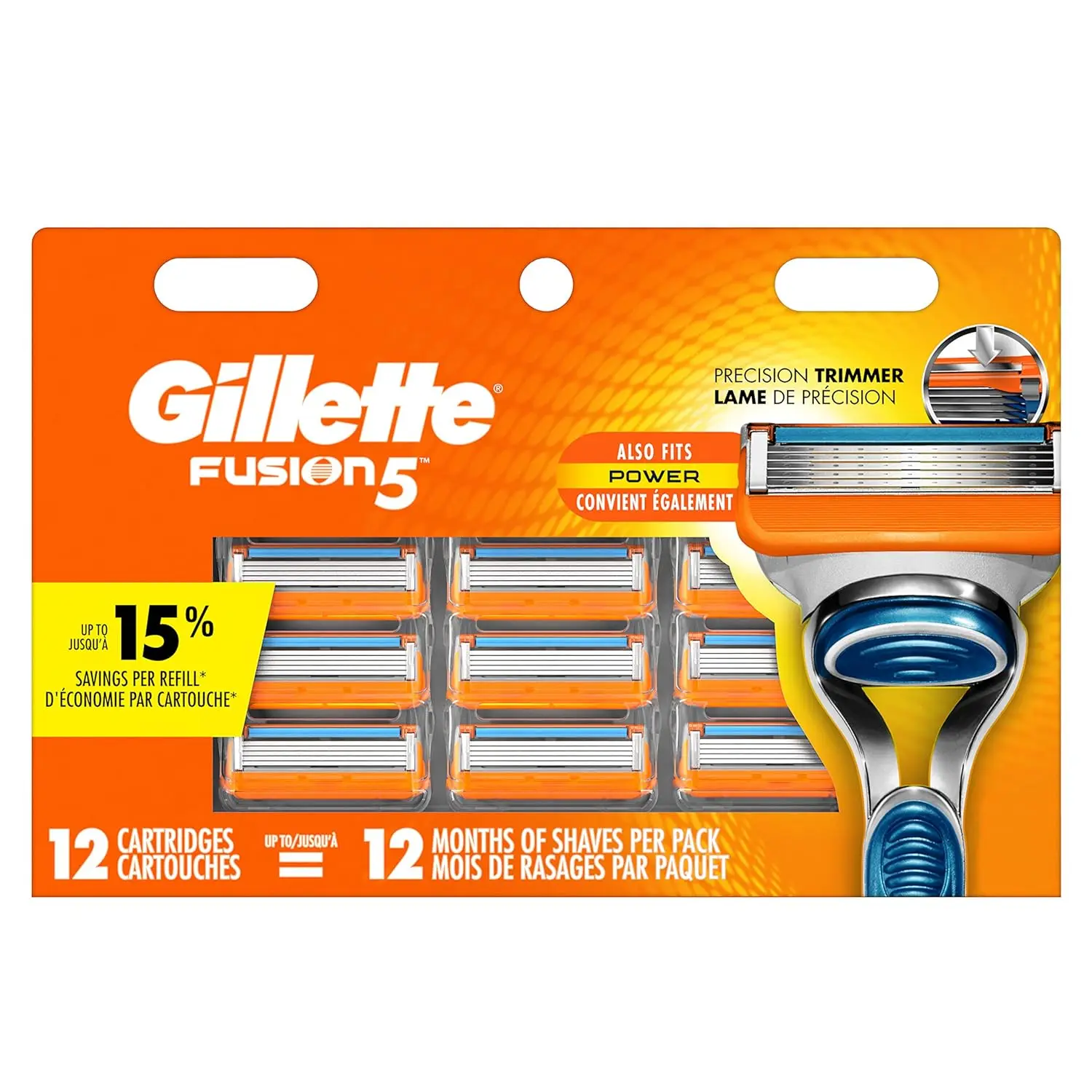 Gillette Fusion 5 Razor Blade Refills, 12 Cartridges
