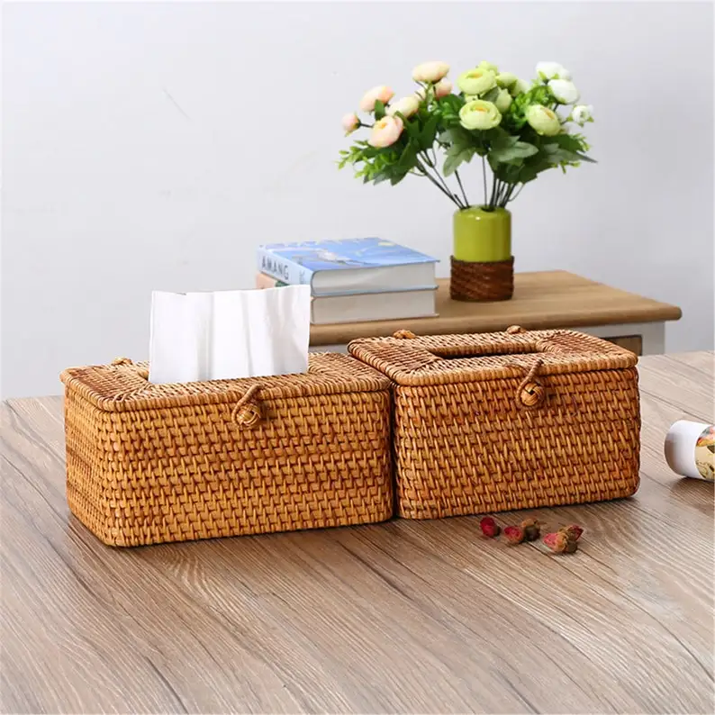 Плетеная вручную соломенная волоконная ротанговая коробка для салфеток аксессуары украшения стола