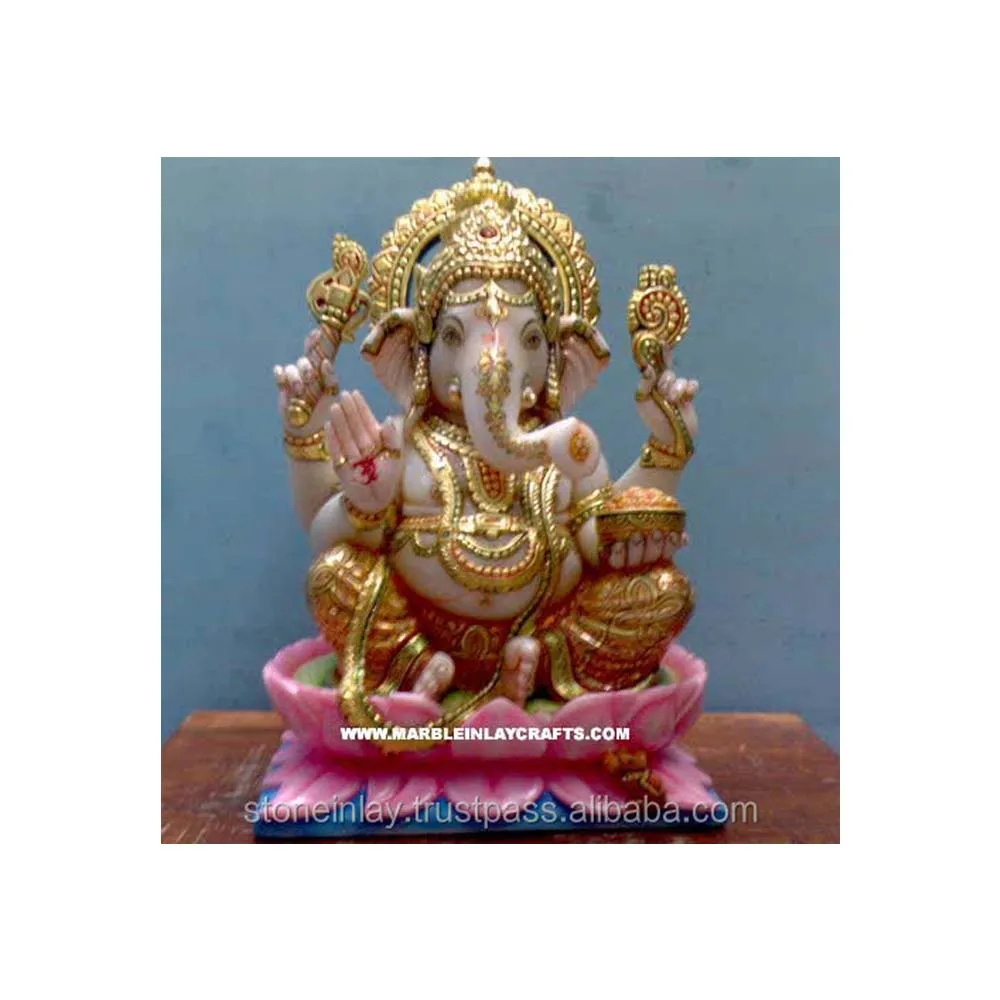 Pure White Marble Beautiful Hindu God Ganesh Ji Statue For Worship Office and Hospitals Decorative Item