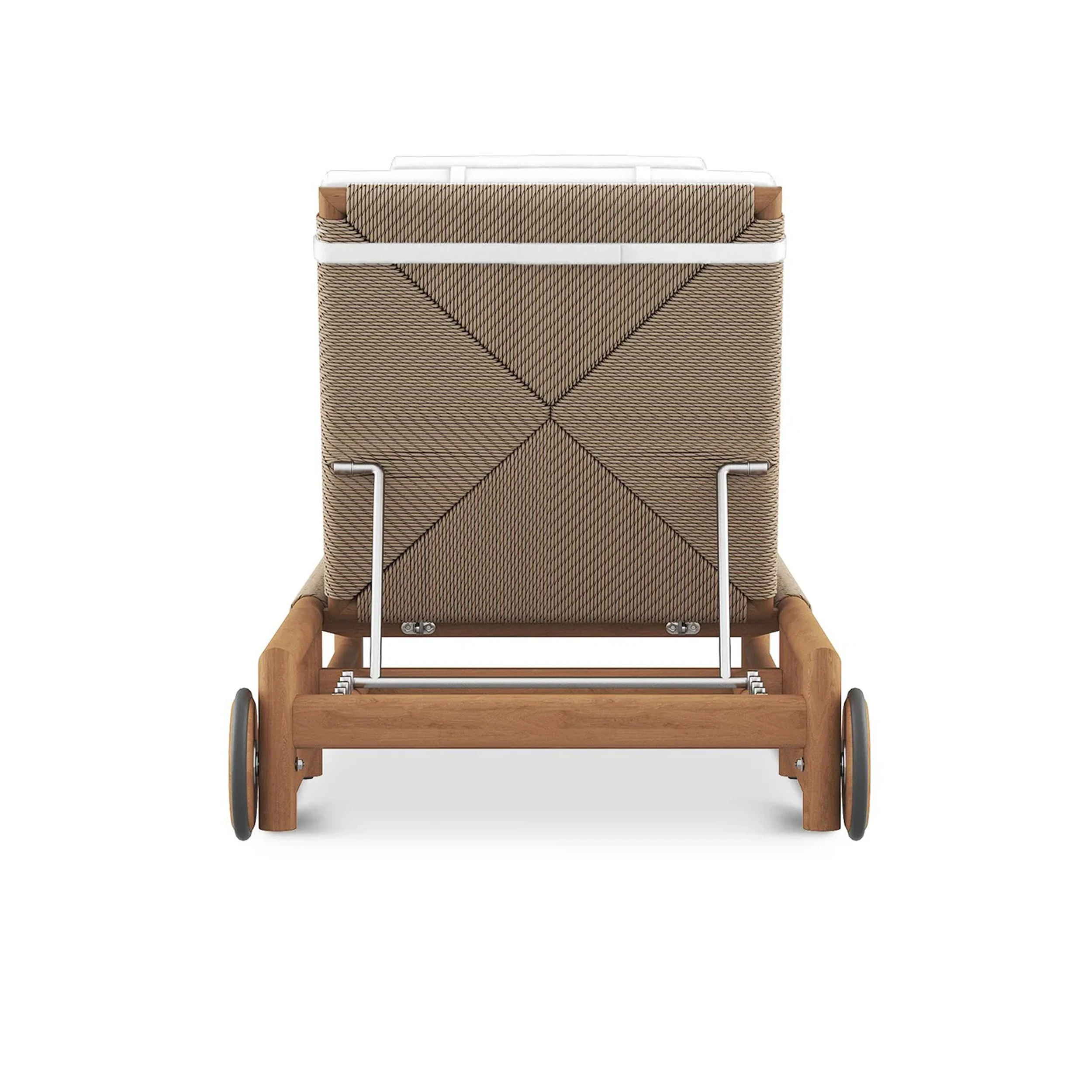 Chaise Natural Solid Teak Wood Rope And Cushion Beach Outdoor Sun Lounger - Tania