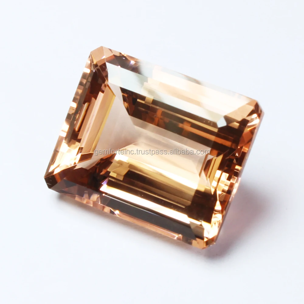 Peach Morganite Emerald Shape Faceted Cut Top Quality Natural Morganite Loose Gemstone Best Price High Carat Peach Morganite