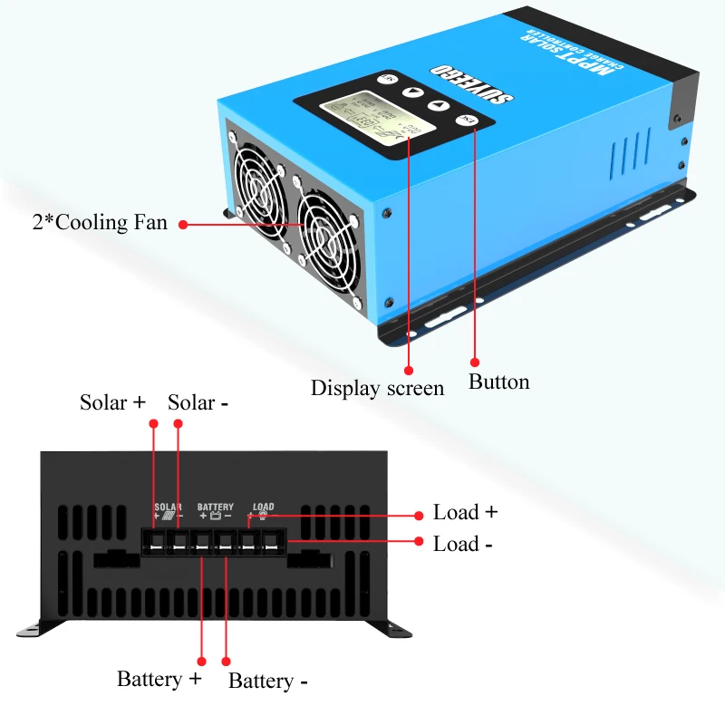SUYEEGO Mppt 30A Solar Charger Controller 12v/24v/36v/48v Auto PV Charge Regulator for 150v Home Solar Panels System