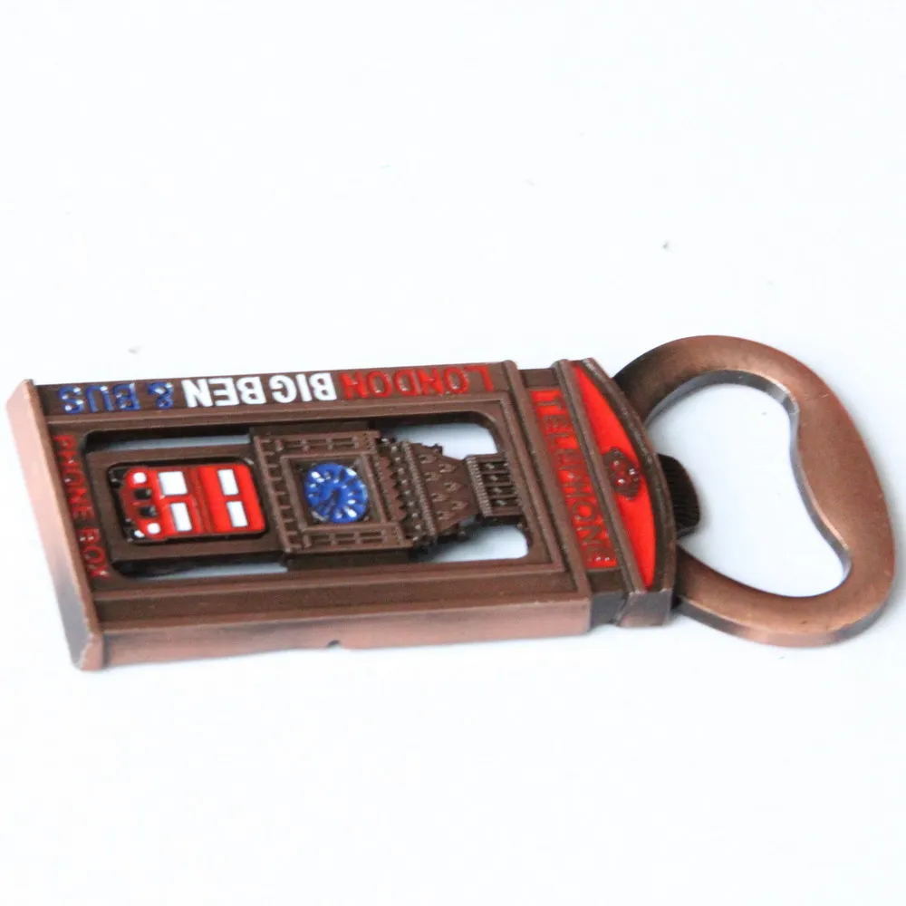 Wholesale custom metal London UK souvenir tourist British big Ben bus fridge magnet bottle opener