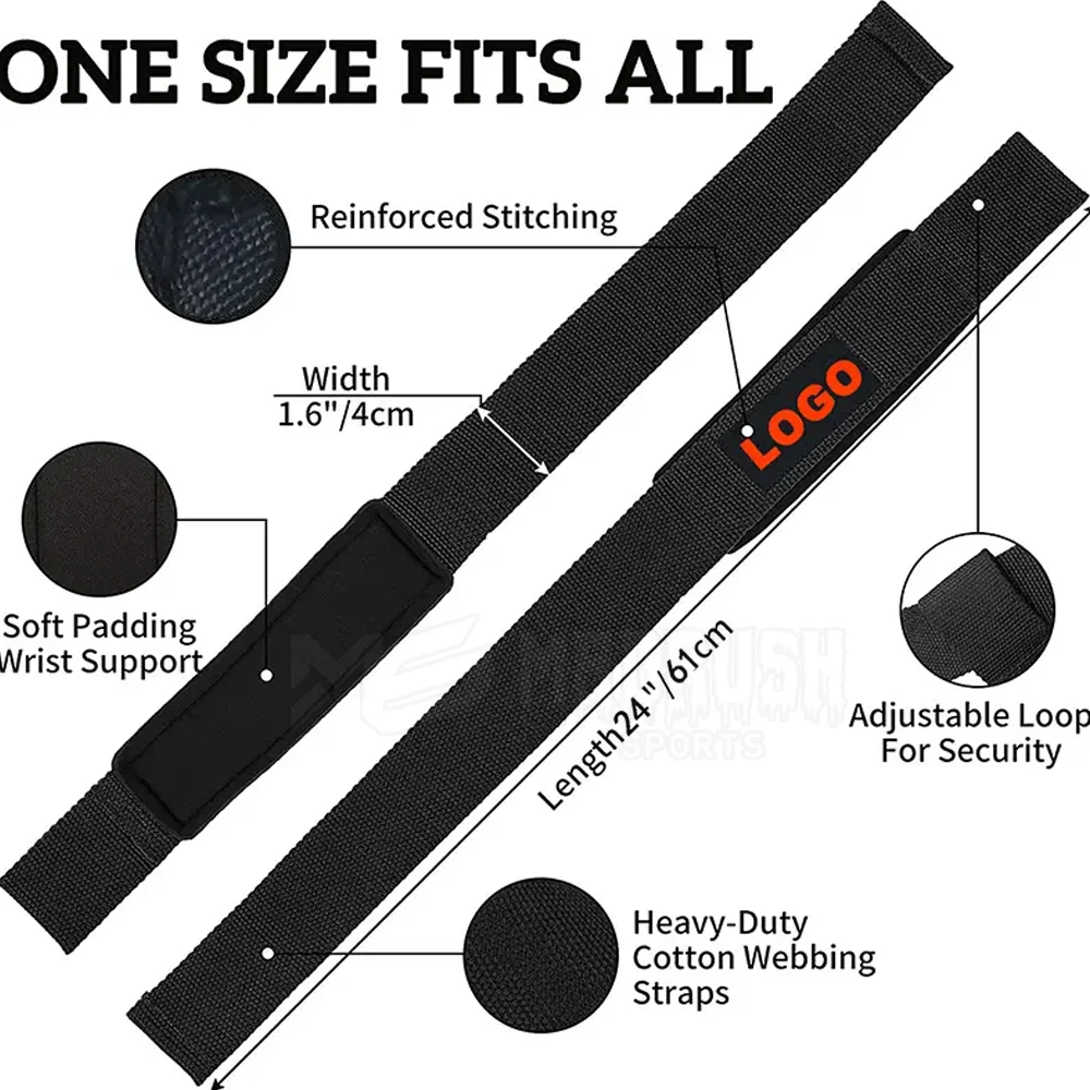 Customizable Nylon Wrist Sports Single Loop Weightlifting Straps Fitness Accessories for Training Custom Logo Neoprene Material